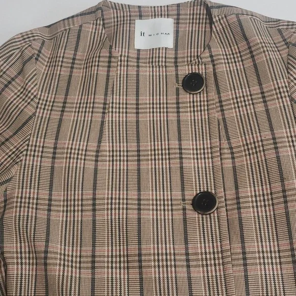 MICHAA Plaid Trench Coat NWOT